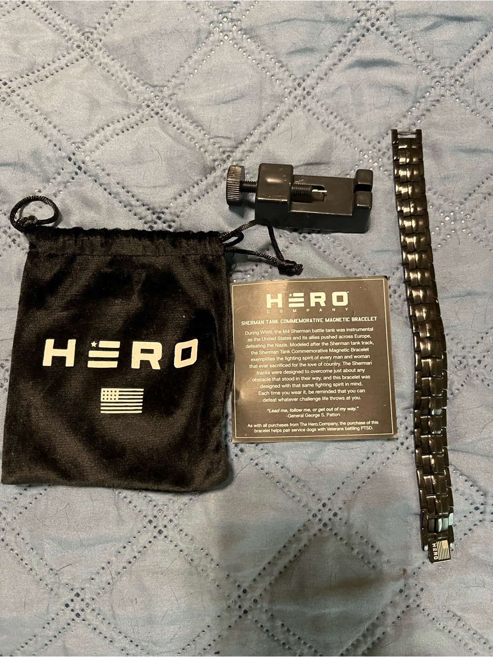 HERO Black Stainless Magnetic Link Bracelet with Adjustment Tool